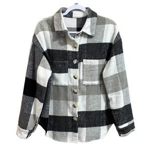 NWOT, Women’s Shacket Sz Medium Black, Cream, Gray